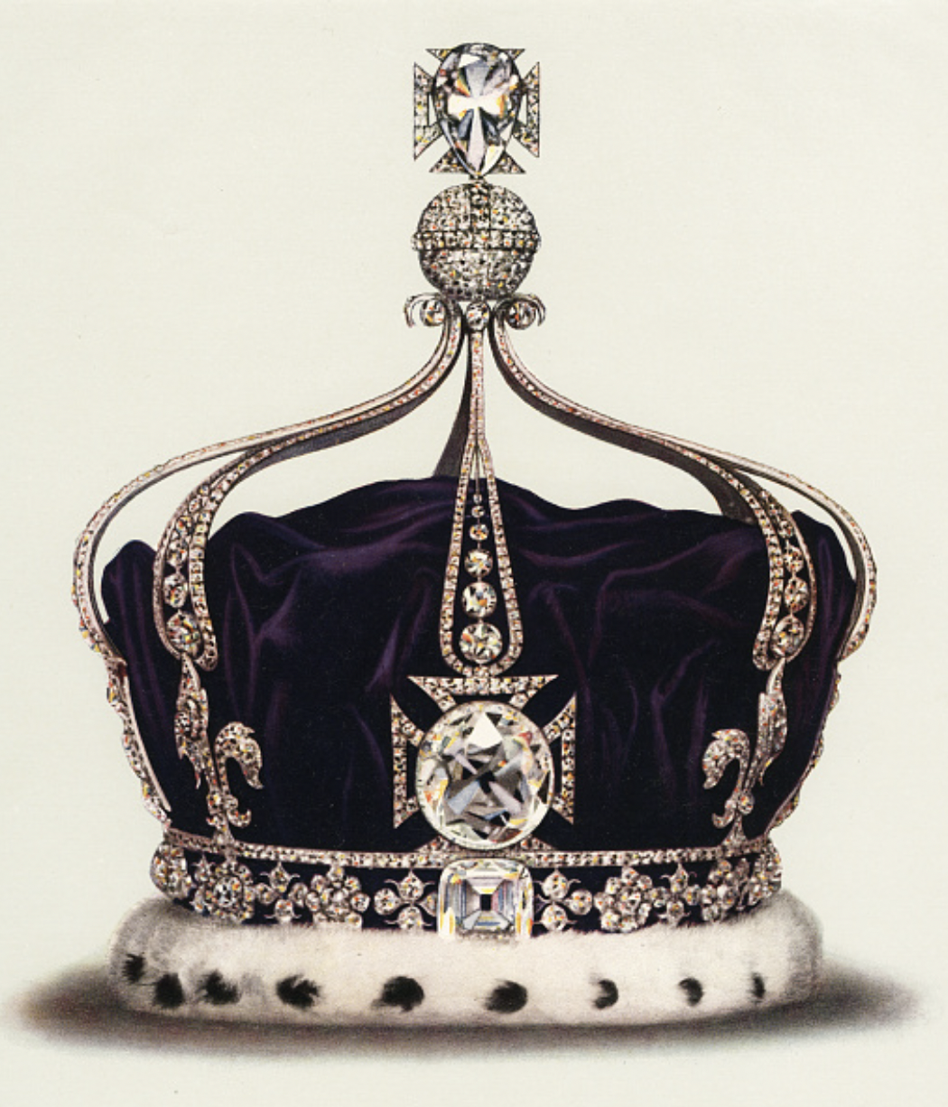 Le diamant koh i noor serti sur la couronne royale de la famille britannique exposé à la tour de londres